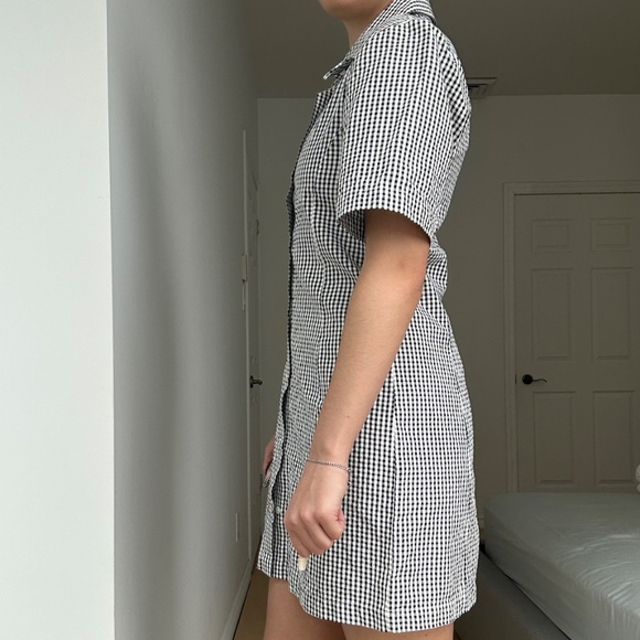 GINGHAM NAVY+WHITE COLLARED DRESS - Picture 2 of 6